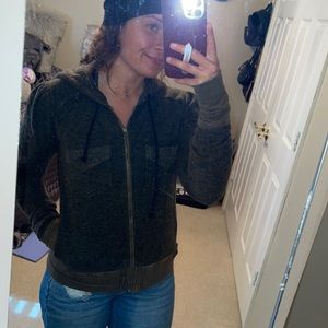 Dark Green Women’s North Face Zip Up Hoodie Jacket